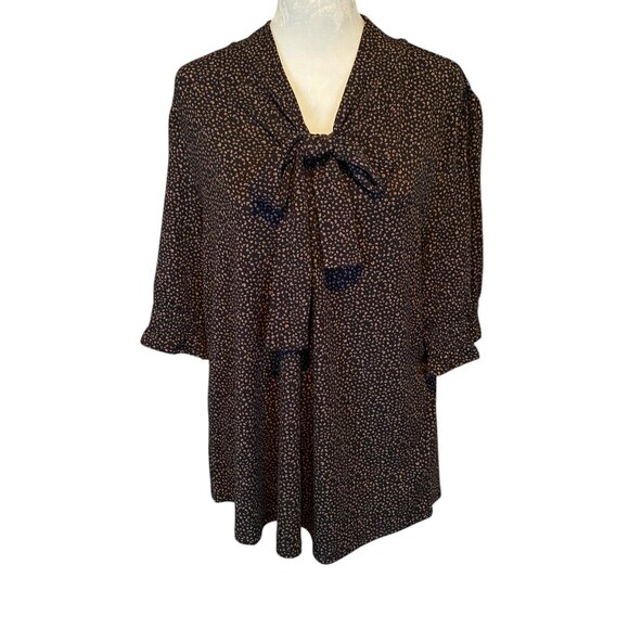 Adrianna Papell Tops - Adrianna Papell women's size XL black and brown stretchy short sleeve top